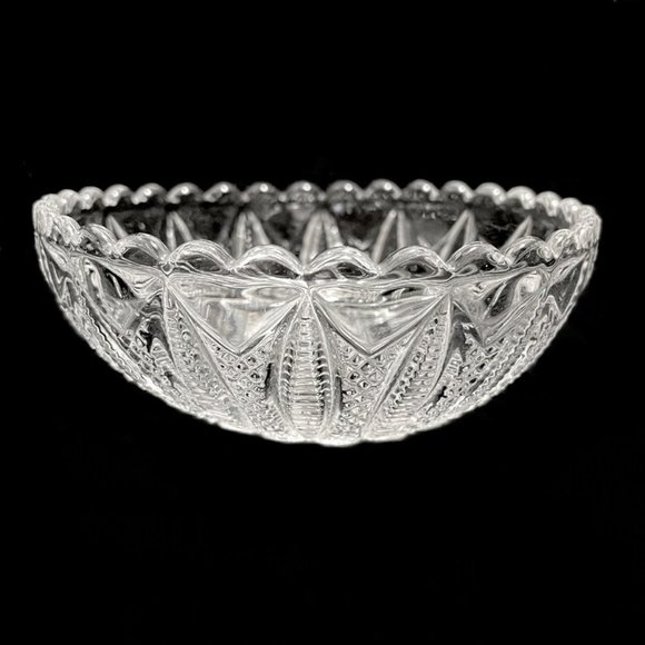 Antique c.1900 Zippered Finecut EAPG Berry Bowl Clear Pressed Glass Fine Cut - Picture 4 of 6